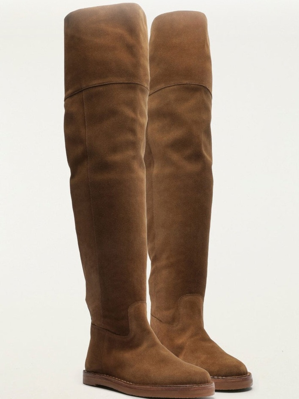 NEW FARM Rio Brown Over The Knee Flat Boot Brown Suede Leather Size 9 or EU 39